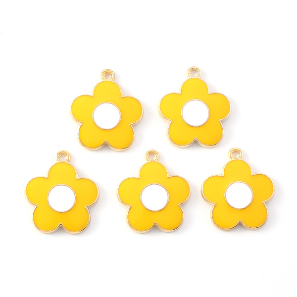 

PandaHall Alloy Enamel Pendants, Flower, Light Gold, Gold, 21.5x19x2mm, Hole: 1.6mm Alloy+Enamel Flower Gold