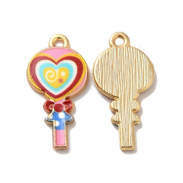 

PandaHall Alloy Enamel Pendants, Golden, Heart Lollipop Charm, Red, 24x12x2mm, Hole: 1.5mm Alloy+Enamel Lollipop Red