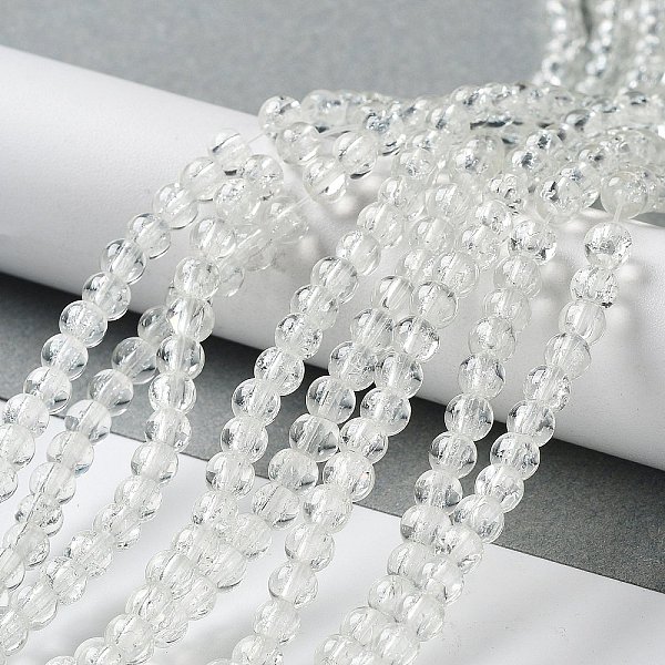 

PandaHall Crackle Glass Beads Strands, Round, Clear, 4mm, Hole: 1.1~1.3mm, about 200pcs/strand, 31.4 inch Glass Round Clear