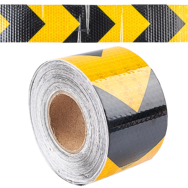Image of GORGECRAFT 2" X 33ft Reflective Hazard Warning Tape Yellow Black High Intensity Waterproof Reflector Safety Tape Marking Tape for Outdoor...