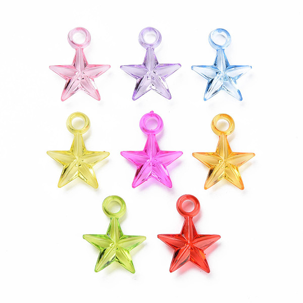 

PandaHall Transparent Acrylic Pendants, Star, Mixed Color, 21x16.5x4.5mm, Hole: 3mm, about 1380pcs/500g Acrylic Star Multicolor