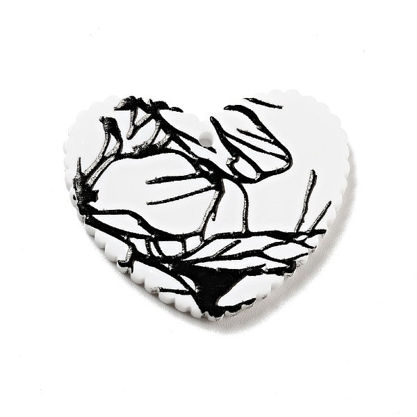

PandaHall Printed Acrylic Pendants, Heart with Branches Pattern, Black, 26x31.5x2mm, Hole: 1.5mm Acrylic Heart Black