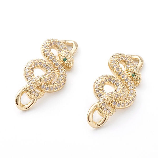 

PandaHall Brass Micro Pave Clear & Green Cubic Zirconia Links Connectors, Long-Lasting Plated, Snake, Real 18K Gold Plated, 32x13.5x4mm...