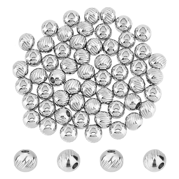 

PandaHall DICOSMETIC 80Pcs Round Twill Beads Stainless Steel Beads Rondelle Beads Metal Spacer Beads Round Beads Loose Beads for DIY...