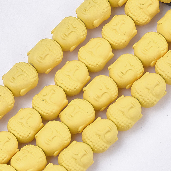 

PandaHall Spray Painted Non-magnetic Synthetic Hematite Beads Strands, Matte Style, Buddha Head, Yellow, 10x9x7.5mm, Hole: 1mm, about...