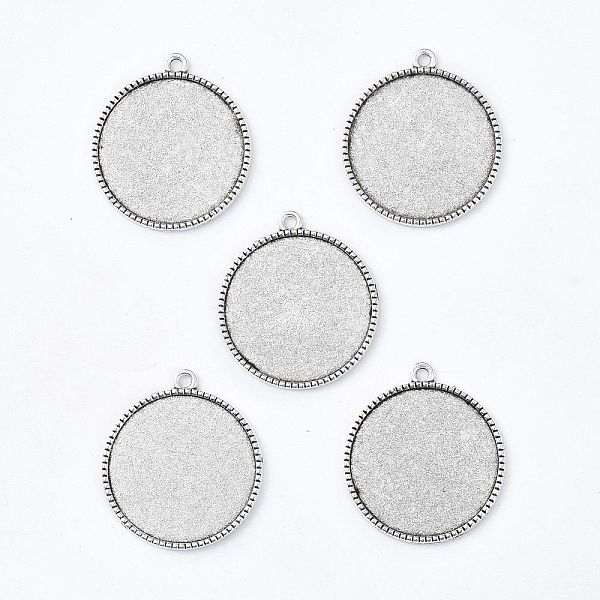 

PandaHall Tibetan Style Alloy Flat Round Pendant Cabochon Settings, Cadmium Free & Lead Free, Antique Silver, Tray: 25mm, 31x27.5x2mm, Hole...