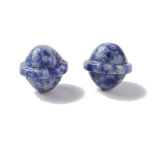 PandaHall Natural Blue Spot Jasper Beads, No Hole, Saturn Shape, 19x20mm Blue Spot Jasper Planet