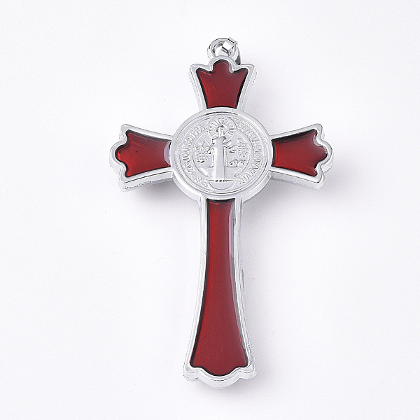 

PandaHall Alloy Enamel Big Pendants, For Easter, Crucifix Cross, Platinum, 75x44x11.5mm, Hole: 8~10x3~4mm Alloy+Enamel Cross