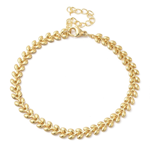 

PandaHall Brass Cob Chain Bracelets for Women, Real 24K Gold Plated, 7-1/8 inch(18.1cm) Brass Leaf
