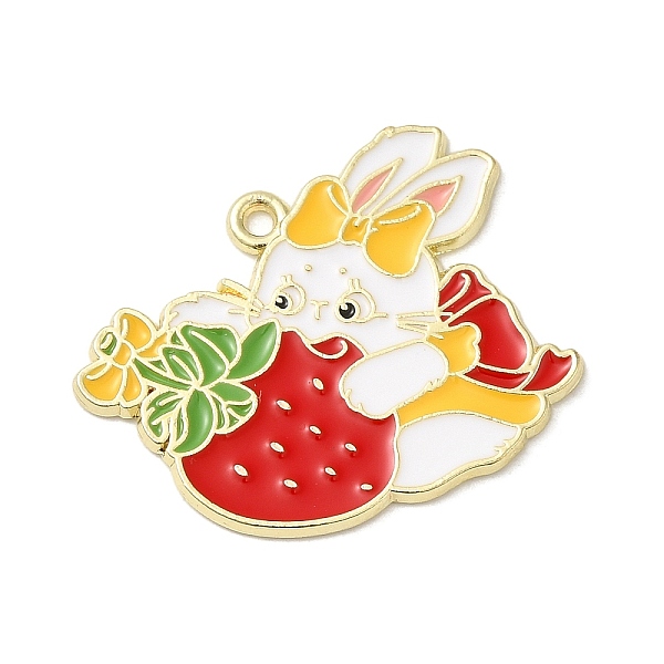 

PandaHall Easter Alloy Enamel Pendants, Golden, Rabbit Charm, Strawberry, 28x32x1.4mm, Hole: 1.8mm Alloy+Enamel Strawberry Multicolor