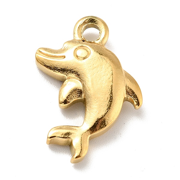 

PandaHall Vacuum Plating 201 Stainless Steel Machine Polishing Pendants, Dolphin, Golden, 21x15x3.8mm, Hole: 2mm 201 Stainless Steel Dolphin