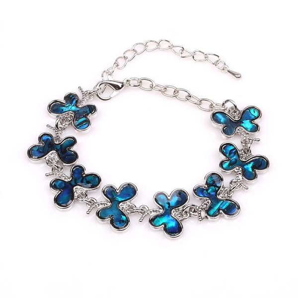 

PandaHall Natural Shell Link Chain Bracelet for Women, Butterfly, 7-1/2 inch(19cm) Shell Butterfly