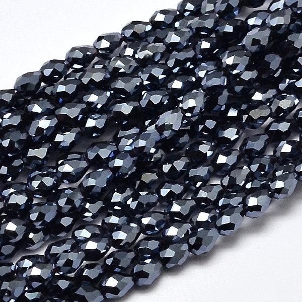

PandaHall Faceted Teardrop Full Plated Electroplate Glass Beads Strands, Hematite Plated, 5x3mm, Hole: 1mm, about 100pcs/strand, 17.7...