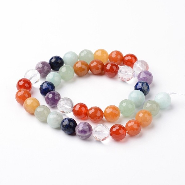 

PandaHall Natural Mixed Stone Beads Strands, Faceted, Round, 12mm, Hole: 1.5mm, about 31pcs/strand, 14.5 inch Mixed Stone Round