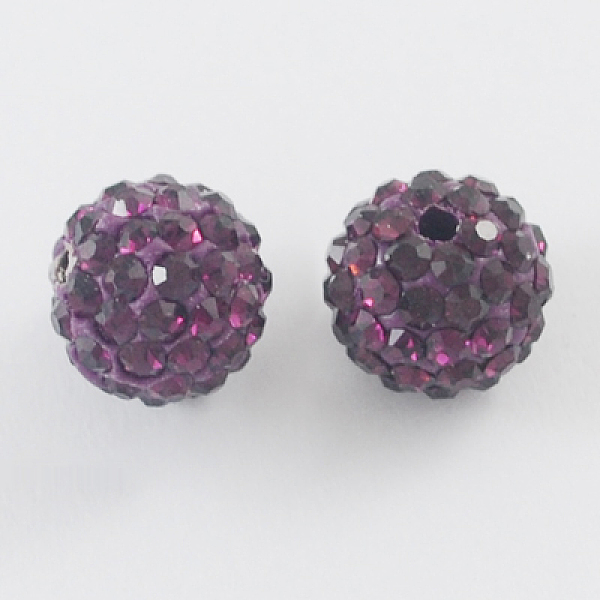 

PandaHall Pave Disco Ball Beads, Polymer Clay Rhinestone Beads, Round, Amethyst, 10mm, Hole: 1.5mm Polymer Clay+Glass Rhinestone Round..., Purple