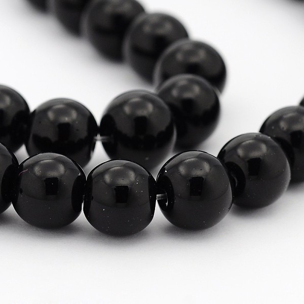 

PandaHall Black Opaque Glass Round Beads Strands, 8mm, Hole: 1mm, about 40pcs/strand, 11~12 inch Glass Round Black