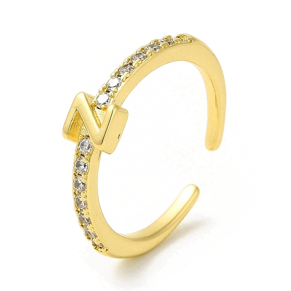 

PandaHall Clear Cubic Zirconia Initial Letter Open Cuff Ring, Real 18K Gold Plated Brass Jewelry for Women, Cadmium Free & Nickel Free &...