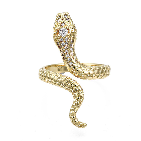 

PandaHall Snake Cuff Ring for Girl Women, Brass Micro Pave Clear Cubic Zirconia Open Ring, Nickel Free, Real 16K Gold Plated, US Size 6 1/2...