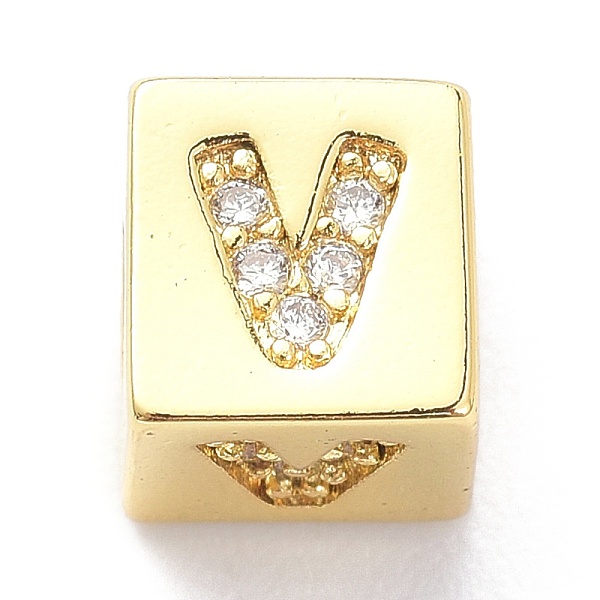 

PandaHall Real 18K Gold Plated Brass Micro Pave Clear Cubic Zirconia Beads,Long-Lasting Plated, Cube with Letter, Letter.V, 5.5x5.5x5.5mm...