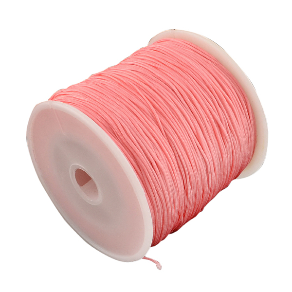 

PandaHall Braided Nylon Thread, Chinese Knotting Cord Beading Cord for Beading Jewelry Making, Light Coral, 0.8mm, about 100yards/roll Nylon..., Red