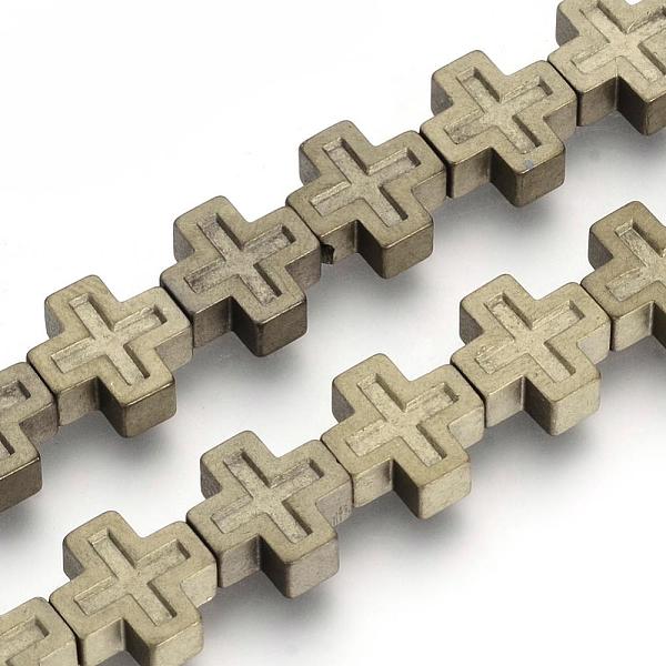 

PandaHall Electroplate Non-magnetic Synthetic Hematite Beads Strands, Matte Style, Greek Cross, Light Gold Plated, 10x10x4mm, Hole: 1mm...