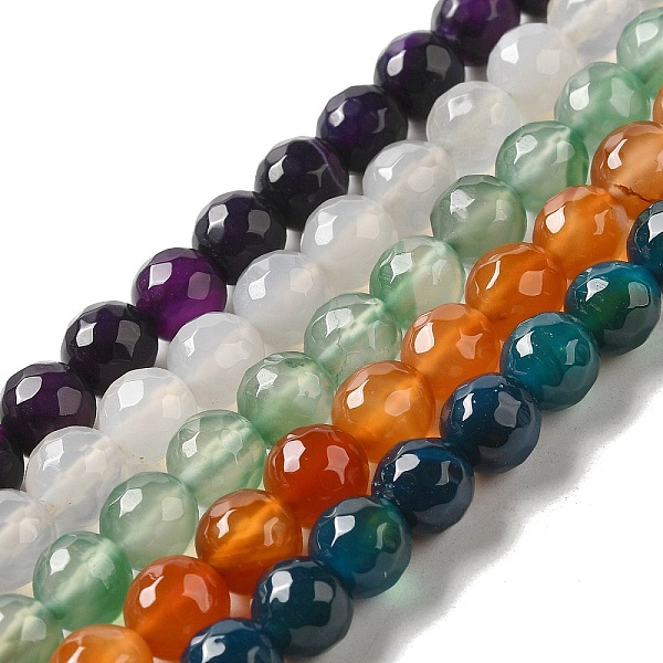 

PandaHall Natural Agate Beads Strands, Dyed, Faceted, Round, Mixed Color, 8mm in diameter, Hole: 1mm Natural Agate Round Multicolor