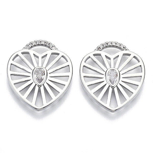 

PandaHall Brass Micro Pave Cubic Clear Zirconia Pendants, Nickel Free, Heart, Clear, Real Platinum Plated, 21.5x18.5x2mm, Hole: 2.5mm...