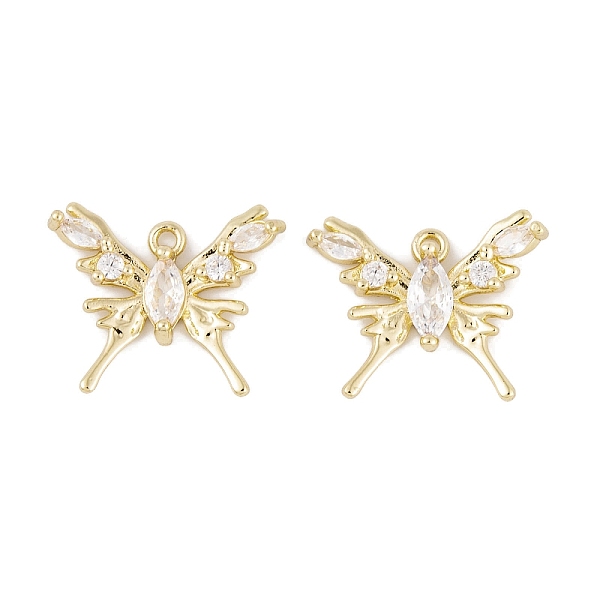 

PandaHall Brass Micro Pave Clear Cubic Zirconia Pendants, Long-Lasting Plated, Butterfly Charms, Real 14K Gold Plated, 15x18.5x3.5mm, Hole...