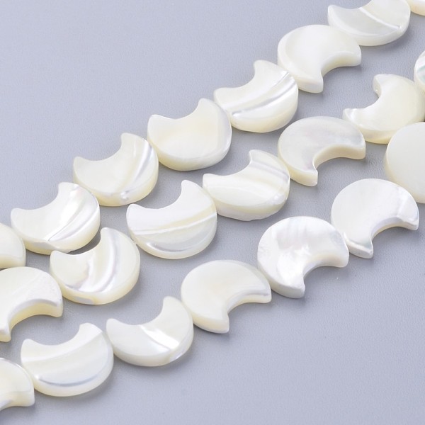 

PandaHall Natural White Shell Beads Strands, Mother of Pearl Shell Beads, Moon, White, about 11mm wide, 12mm long, 3mm thick, hole: 1mm, 34...