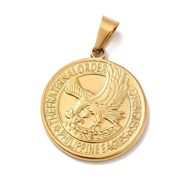 

PandaHall Vacuum Plating 201 Stainless Steel Coin Pendants, Flat Round with Eagle, Golden, 32x28.5x3mm, Hole: 8.5x4.5mm 201 Stainless Steel...