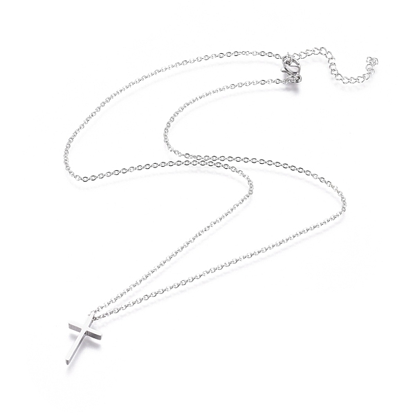

PandaHall 304 Stainless Steel Pendant Necklaces, with Cable Chains and Lobster Claw Clasps, Cross, Stainless Steel Color, 17.52 inch(44.5cm)...