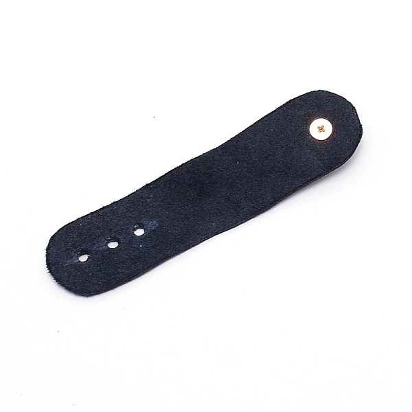 

PandaHall Leather Data Cables Storage Bands, with Iron Button, Flat, Black, 90x26x10mm, Hole: 3mm Leather Black
