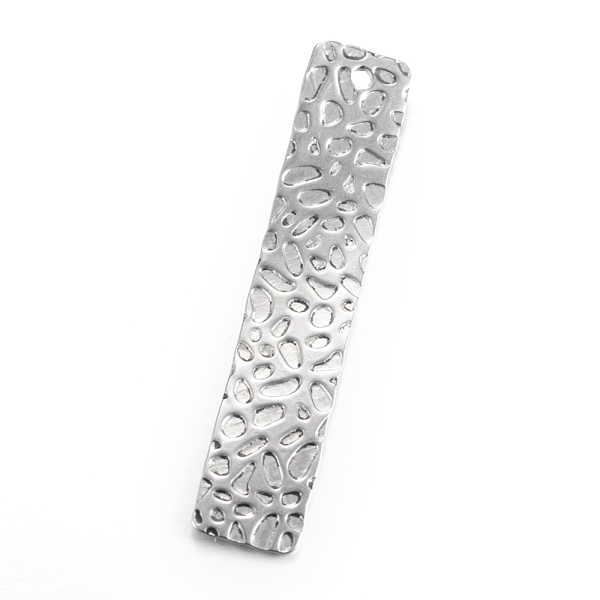 

PandaHall 201 Stainless Steel Textured Pendants, Rectangle with Bumpy, Stainless Steel Color, 42.5x8.5x1mm, Hole: 1.5mm 201 Stainless Steel...