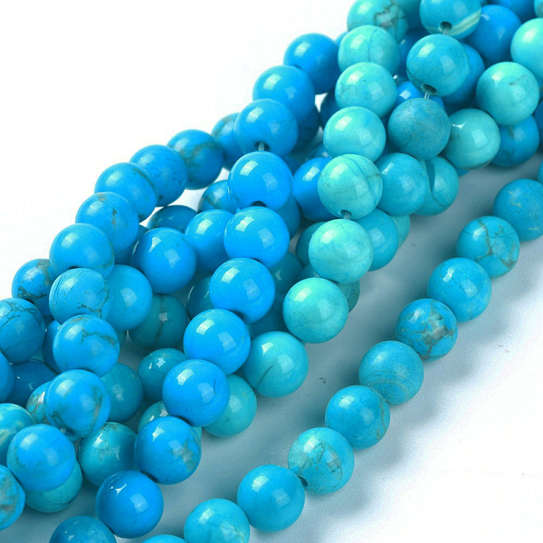 

PandaHall Natural Howlite Beads Strands, Dyed & Heated, Round, 6mm, Hole: 0.8mm, about 70pcs/Strand, 15.75 inch(40cm) Howlite Round