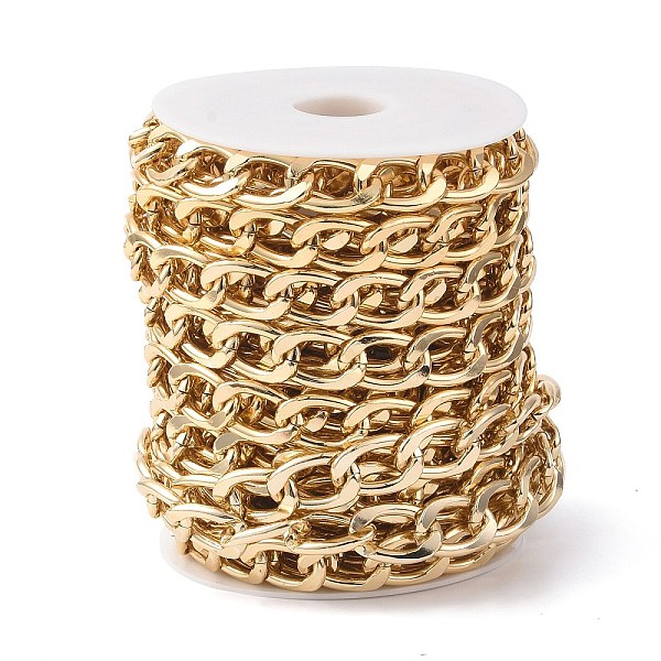 

PandaHall Oval Oxidation Aluminum Curb Chains, Unwelded, with Spool, Golden, Link: 23x15x3.5mm Aluminum