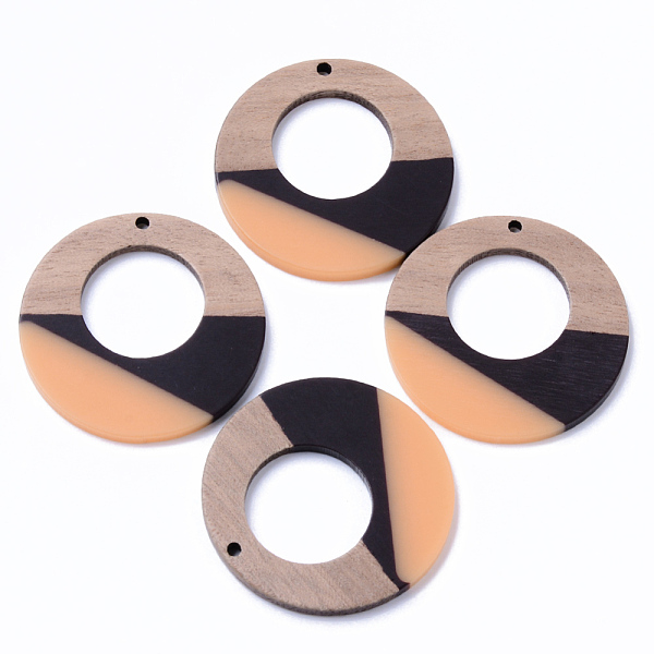 

PandaHall Resin & Walnut Wood Pendants, Ring, Sandy Brown, 38x3mm, Hole: 2mm Resin+Wood Ring Brown