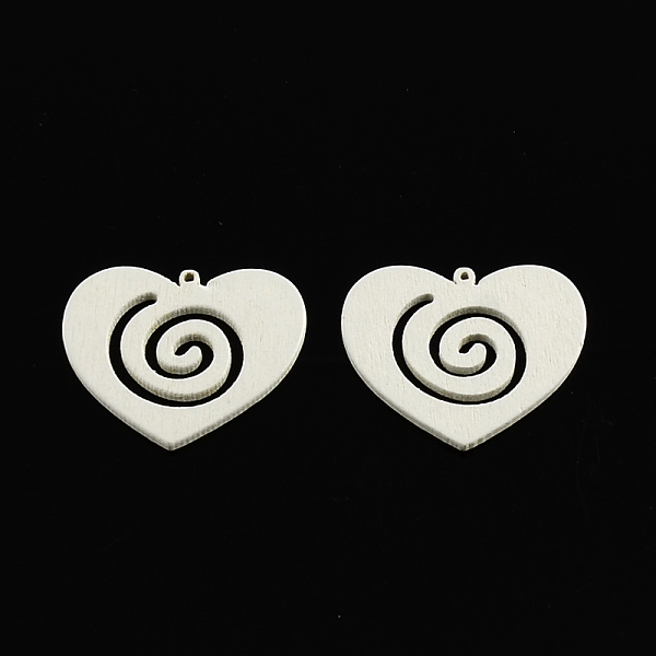 

PandaHall Dyed Heart Wood Pendants, White, 29x34x2mm, Hole: 1mm Wood Heart White