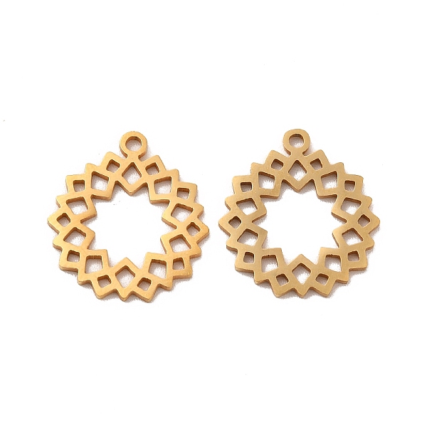 

PandaHall 201 Stainless Steel Pendants, Hollow Flower Charms, Golden, 17.5x15.8x0.9mm, Hole: 1.4mm 201 Stainless Steel Flower