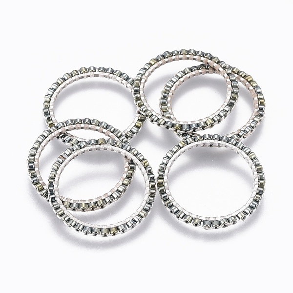 

PandaHall MIYUKI & TOHO Handmade Japanese Seed Beads, with 304 Stainless Steel Link Rings, Loom Pattern, Ring, Silver, Slate Gray...