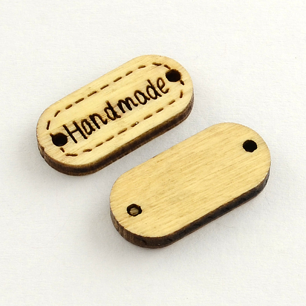 

PandaHall Dyed Wood Links, Oval, Pale Goldenrod, 11x22.5x3mm, Hole: 2mm Wood Oval Yellow