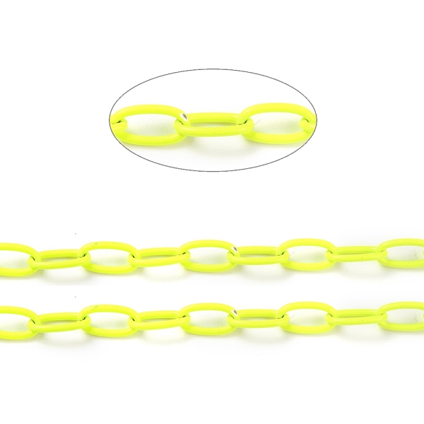 

PandaHall Spray Painted Brass Cable Chains, with Spool, Unwelded, Yellow, 10x5x1mm, 32.8 Feet(10m)/roll Brass Yellow