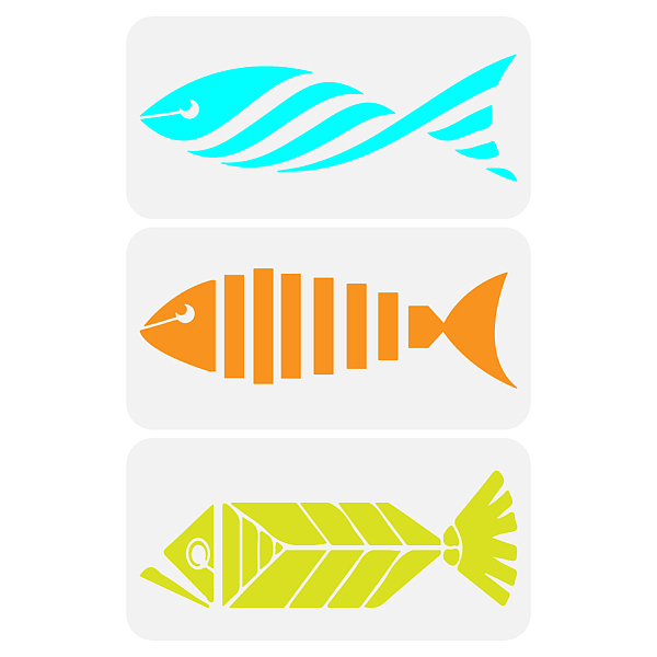 

PandaHall FINGERINSPIRE 3 Pcs Geometric Fish Painting Stencil 11.8x5.9inch Reusable Pinstripe Fish Drawing Template DIY Art Summer Sea Theme...