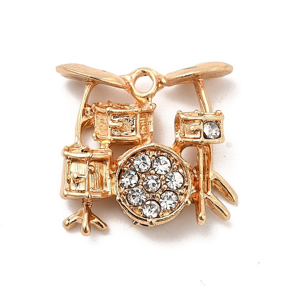 

PandaHall Rack Plating Alloy Rhinestone Pendants, Cadmium Free & Nickel Free & Lead Free, Musical Instruments Charms, Golden, 21x21x6mm..., Clear