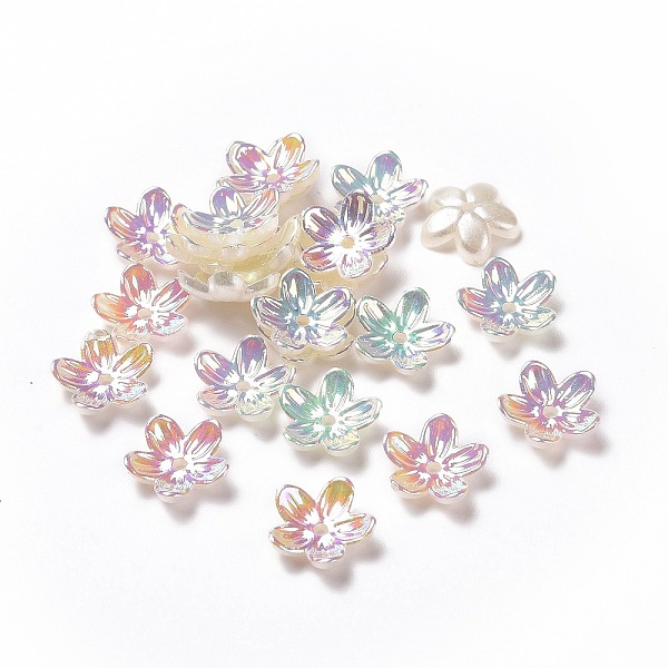 

PandaHall Opaque Acrylic Bead Caps, 5-Petal Flower, AB Color, Mixed Color, 11.5x12x3.5mm, Hole: 1.5mm Acrylic Multicolor