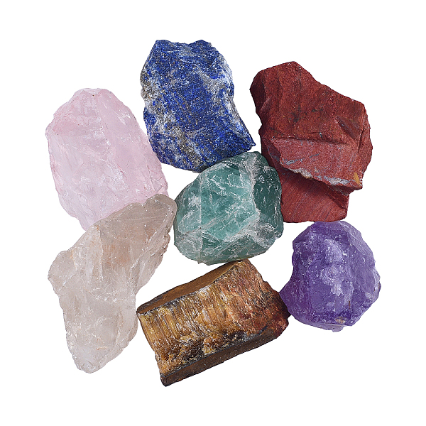 

PandaHall 7Pcs 7 Style Natural Crystal Cabochons, No Hole/Undrilled, Rough Raw Stone, Nuggets, 30x20x18.5mm Mixed Stone Nuggets