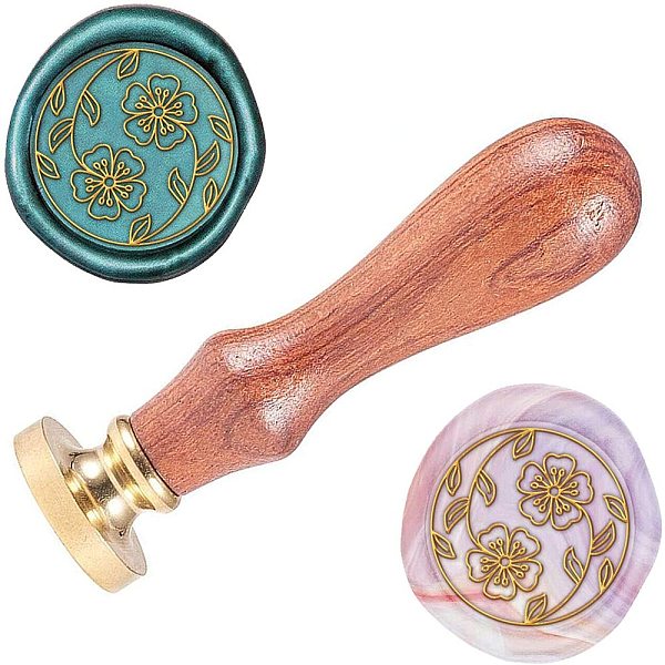 PandaHall SUPERDANT Vintage Wax Seal Stamp 25mm Retro Pretty Flower Sealing stamp Removable Brass Head Wooden Handle for Envelope Invitation...