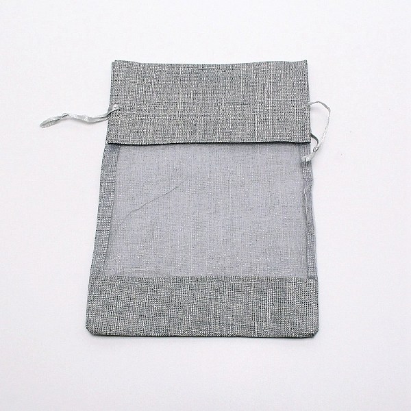 

PandaHall Burlap Packing Pouches Drawstring Bag, with Organza Visual Window, for Valentine Birthday Wedding Party Candy Wrapping, Dark Gray...