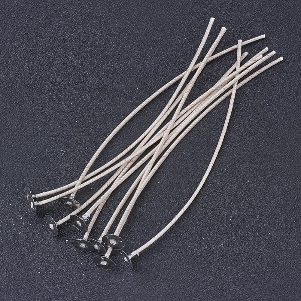 

PandaHall Candle Wick, with Iron Finding, White, 150mm Waxed Cotton Cord White