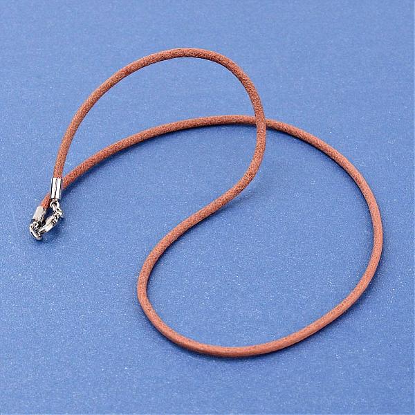 

PandaHall Leather Cord Necklace Making, with Brass Lobster Clasps, Peru, 18.1 inch, 3mm Leather Brown