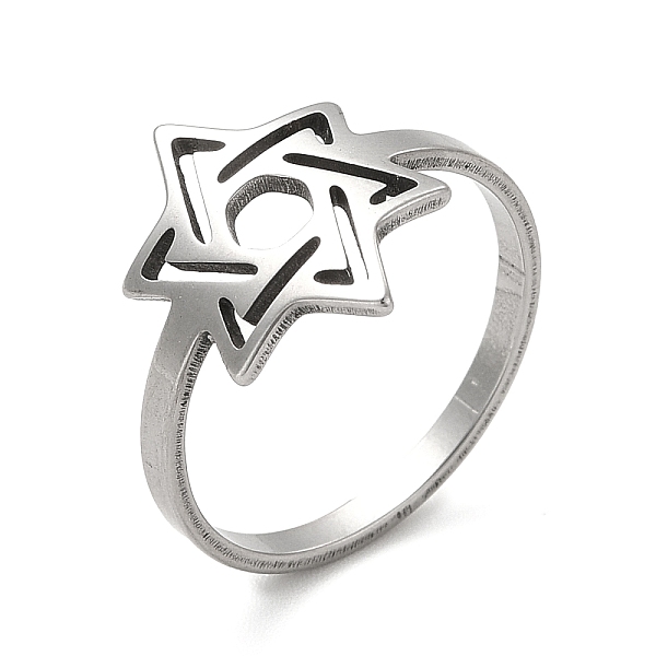 

PandaHall 201 Stainless Steel Finger Rings, Hollow Out Star Rings for Women, Stainless Steel Color, US Size 7 1/4(17.5mm), Star: 15x11mm 201...